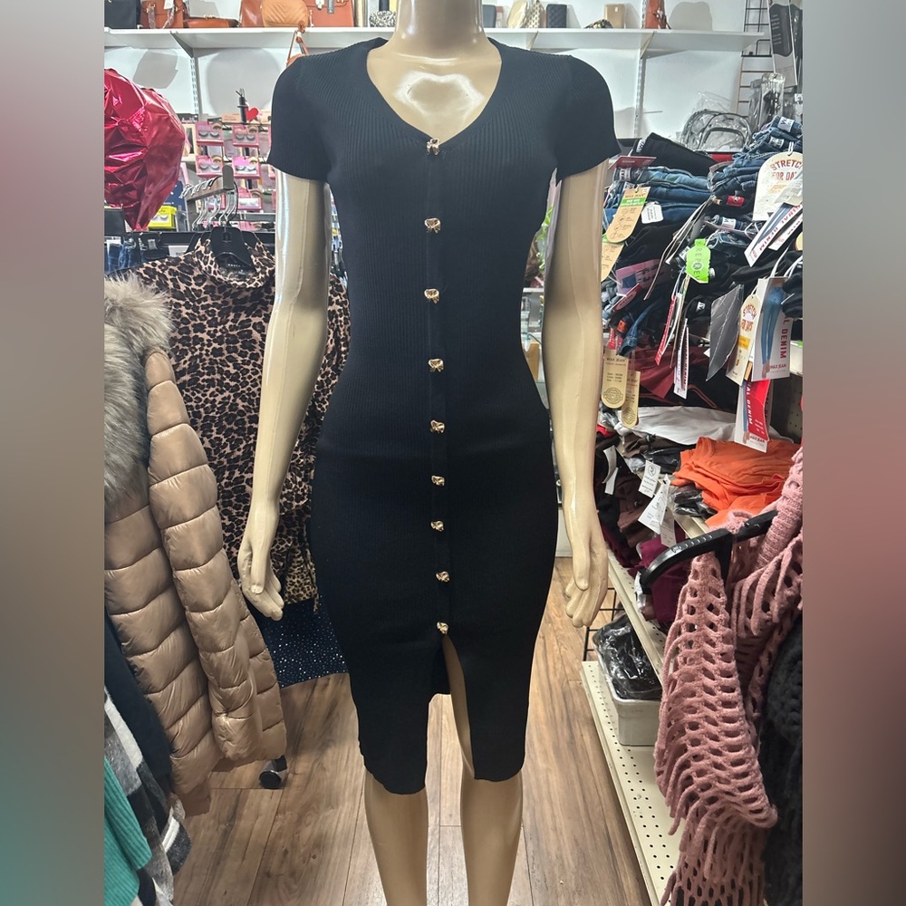 Elegant Black Button-Down Dress